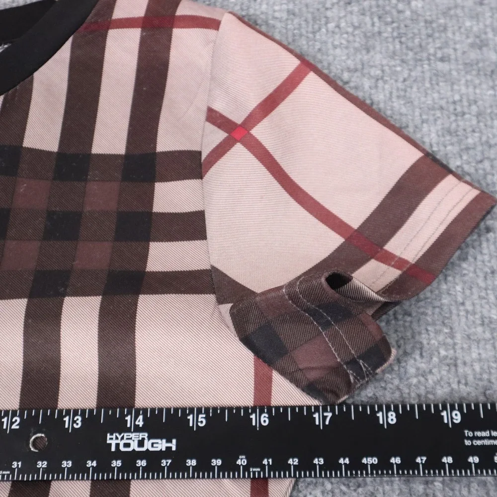 Burberry‎ London Plaid Sheer Mesh Bodycon Dress Short Sleeve Women XL - Picture 5 of 8